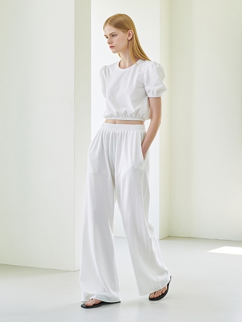 Wide Banding Pants - White