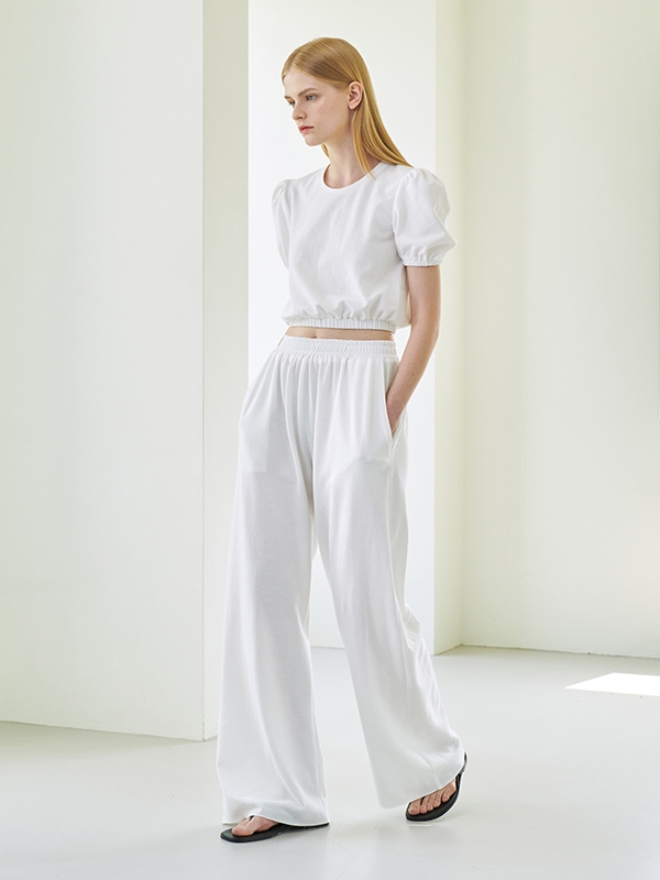 Wide Banding Pants - White