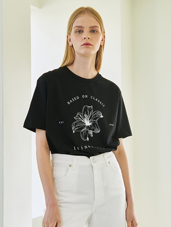 Drawing Flower T-Shirt - Black