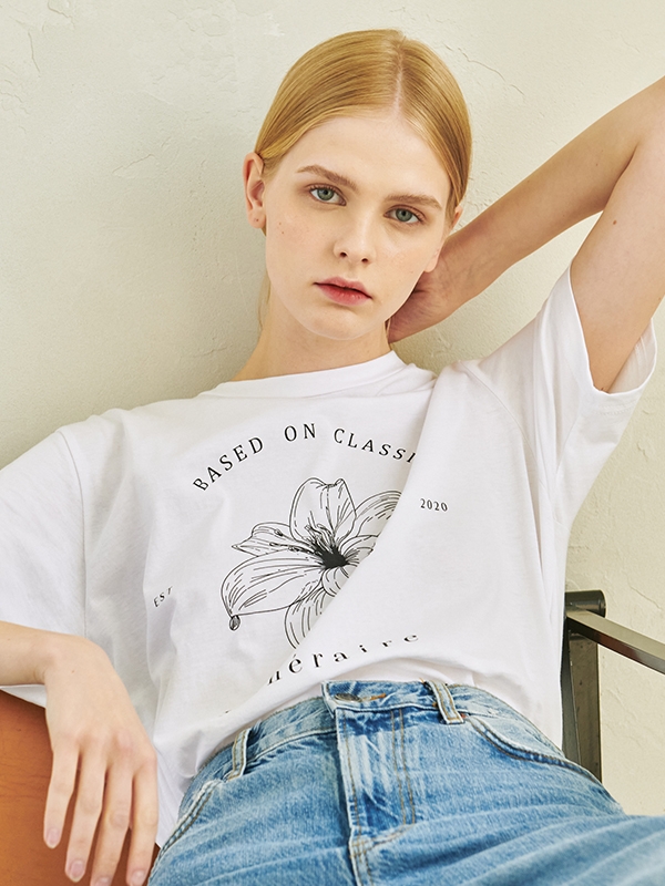 Drawing Flower T-Shirt - White