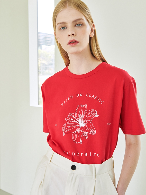 Drawing Flower T-Shirt - Red