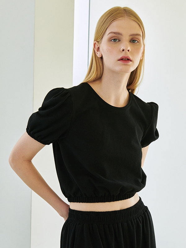 Puff Sleeve T-Shirt - Black