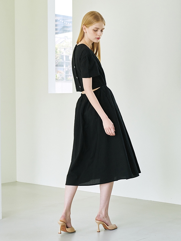 Back Open Dress - Black