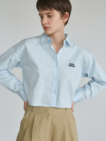 NICOLE CROP COTTON SHIRT_SKY BLUE