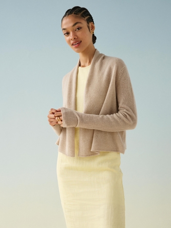 Essential Cashmere Cropped Trapeze - Toffee Heathe