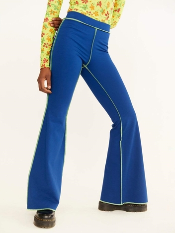 Electric Blue Lime Green Jojo Flare Leggings