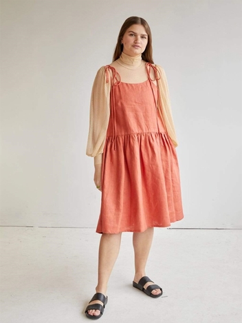 Terracotta Linen Tig Dress