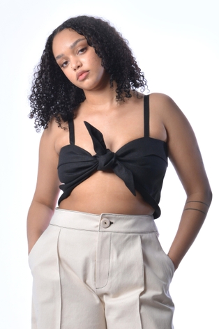 Black Linen Molly Top