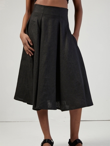 Black Linen Berkley Skirt
