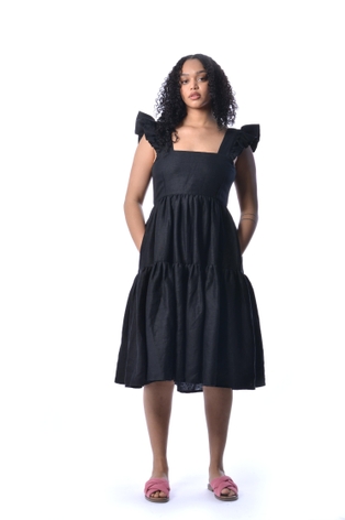 Black Linen Angelica Dress