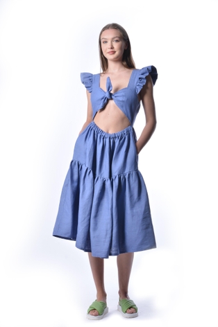 Periwinkle Blue Linen Angelica Dress
