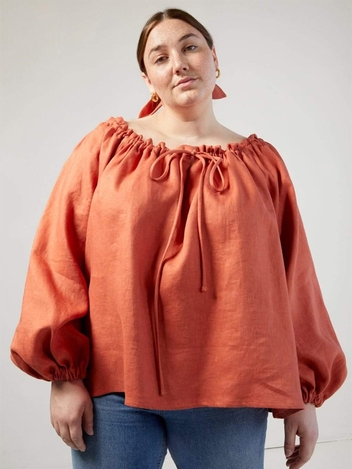 Terracotta Linen Anna Top