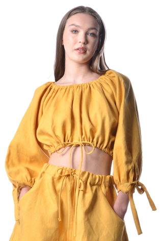 Sunshine Linen Poet Top