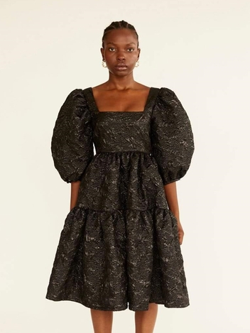 Black Jacquard Ravenna Dress