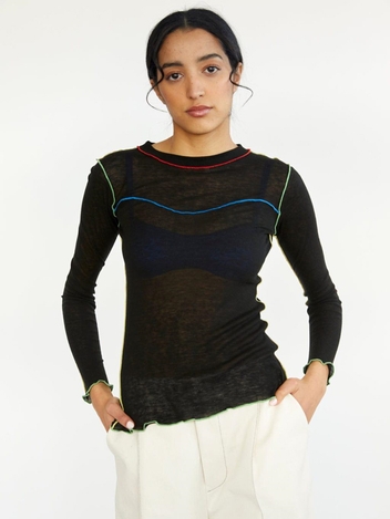 Black And Multicolor Delia Long Sleeve Tee