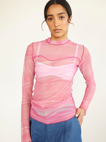 Pink Toni Mesh Long Sleeve Tee