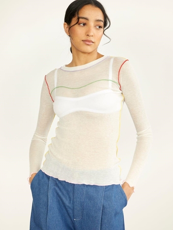 White Multicolour Delia Long Sleeve Tee