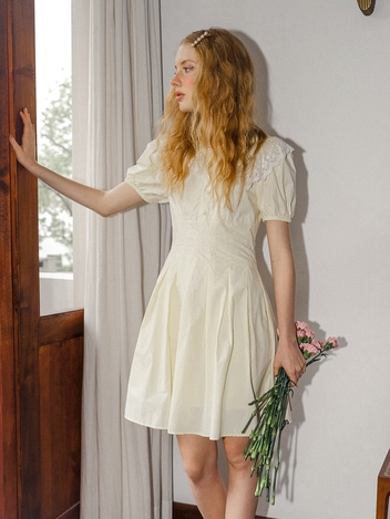 Cest youth yellow jacquard short dress