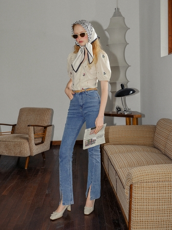 Cest nicer slit slimfit denim pants