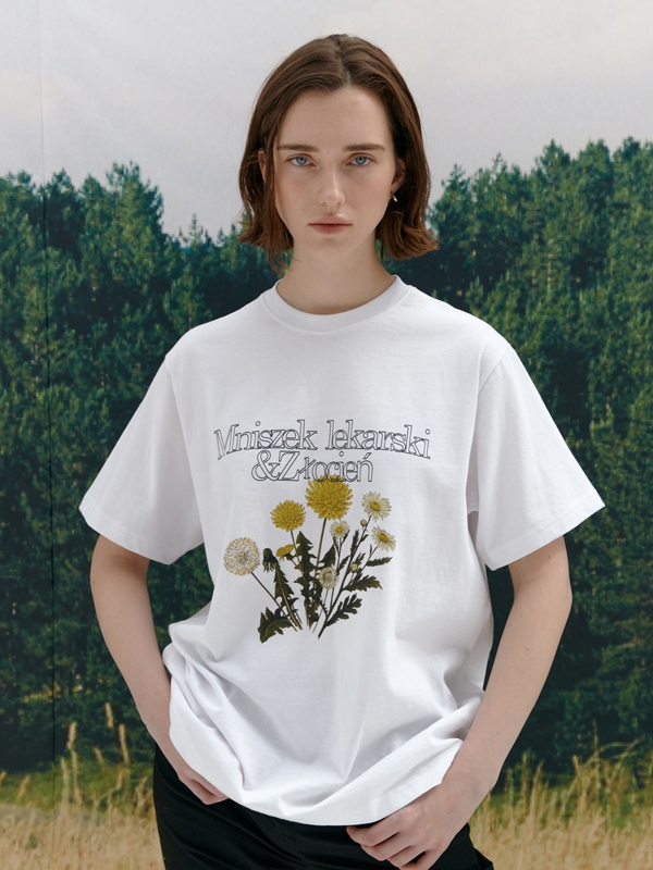 [GUAV] DANDELION PRINTING T-SHIRT_WHITE