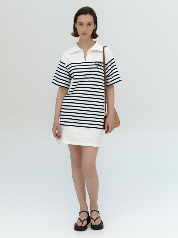 [GUAV] MARINE HALF SLEEVE ONE-PIECE _WHITE