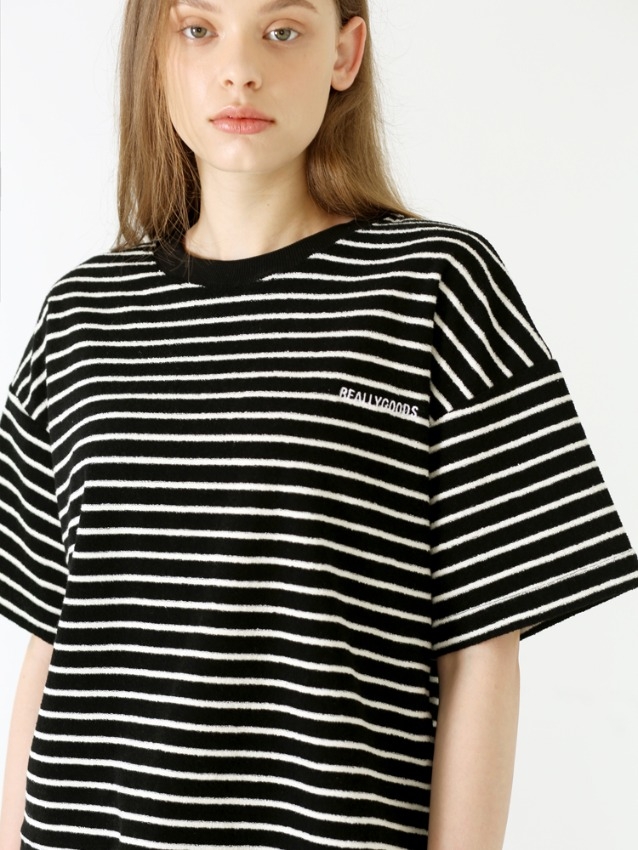 Terry stripe tee black