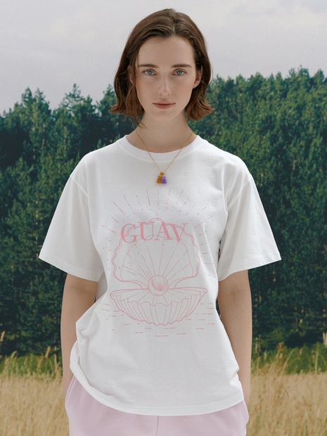 [GUAV] PEARL CLAM PRINTING T-SHIRT PINK