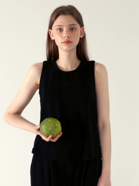 terry sleeveless top black