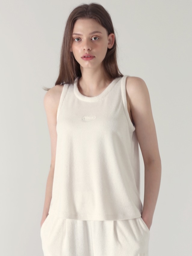 terry sleeveless top ivory