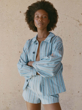 Carleto Short -- Indigo Stripe