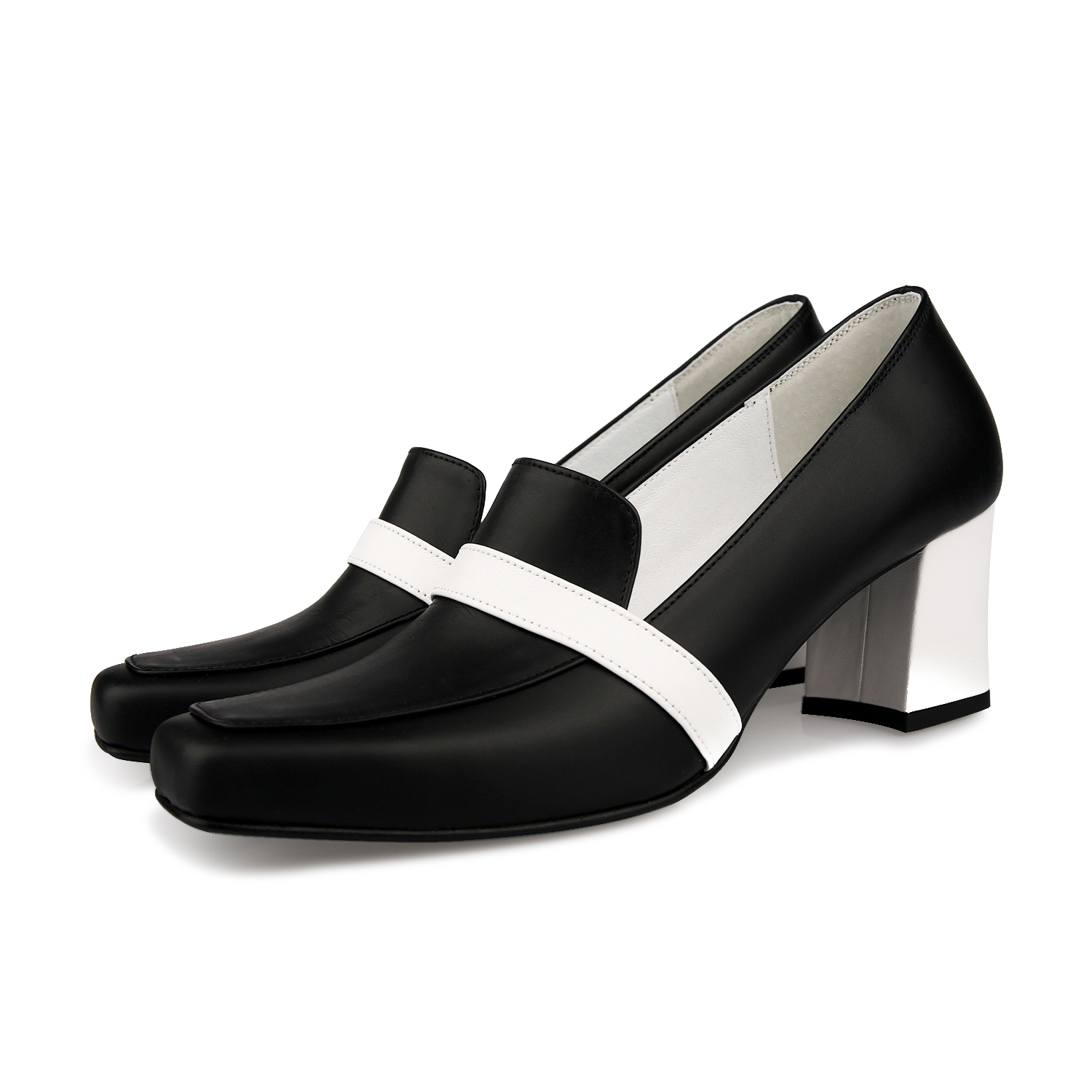 Color block loafer heel black_1