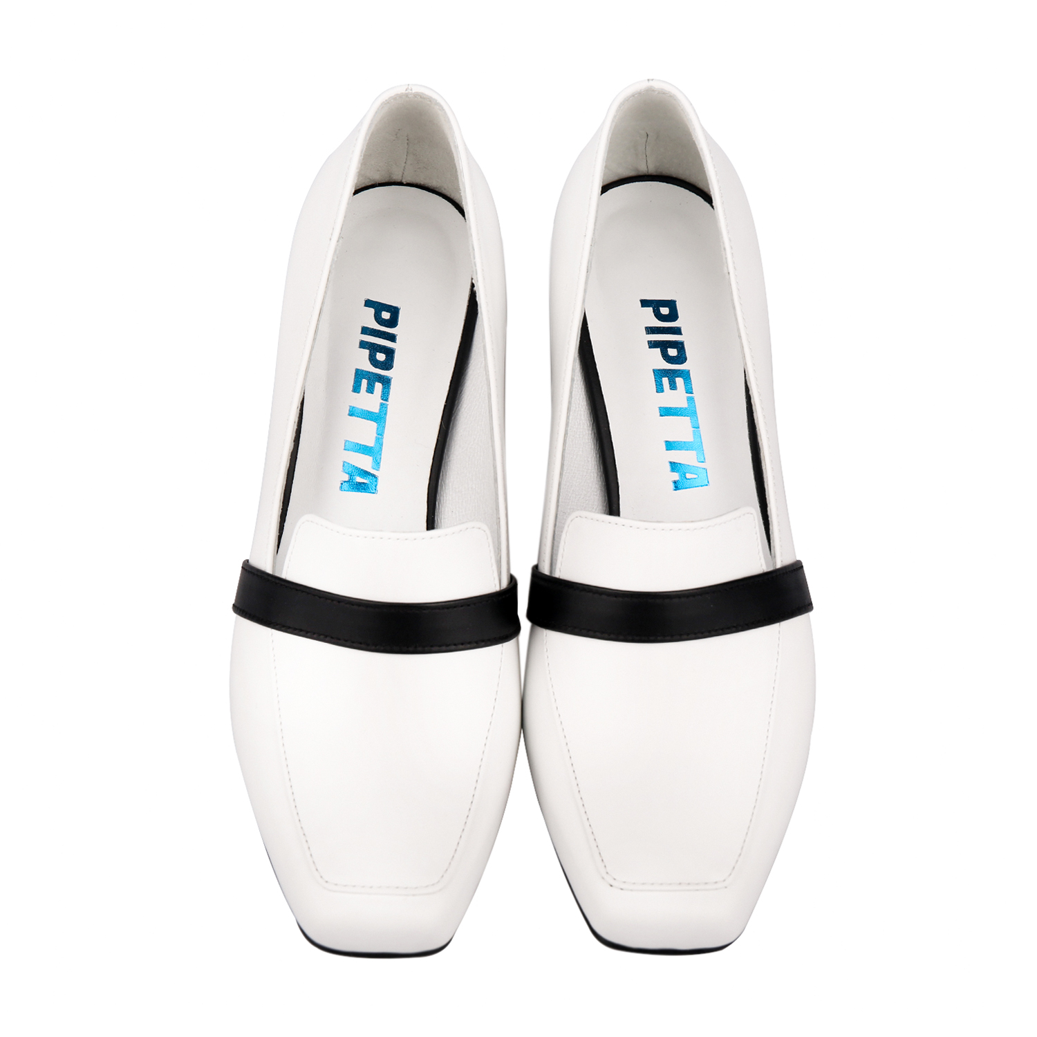 Color block loafer heel white_4