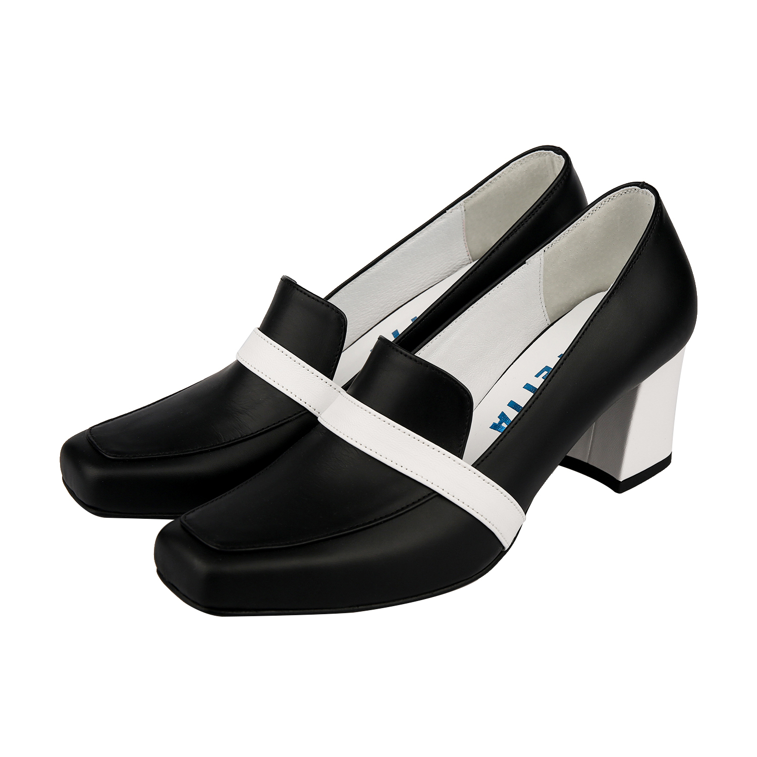 Color block loafer heel black_2