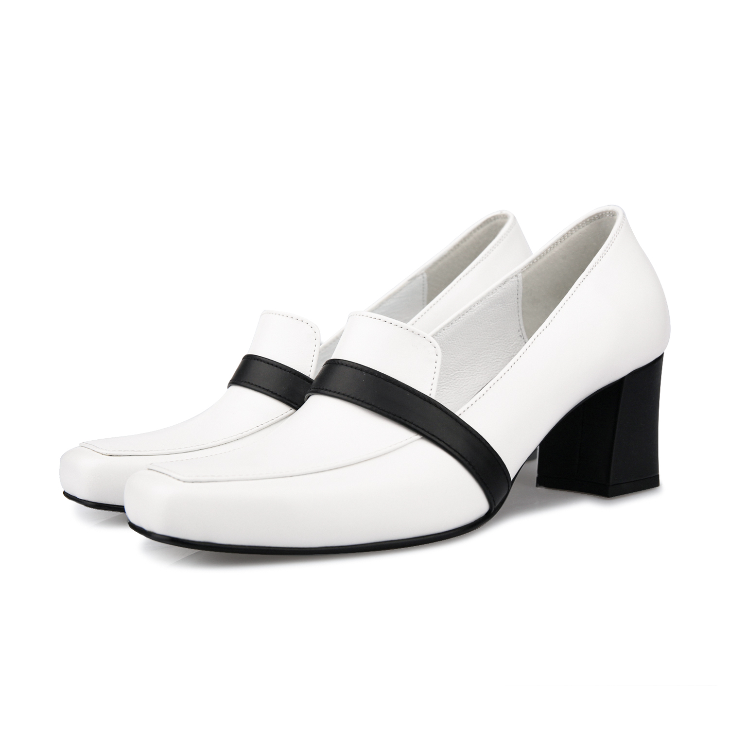 Color block loafer heel white_1