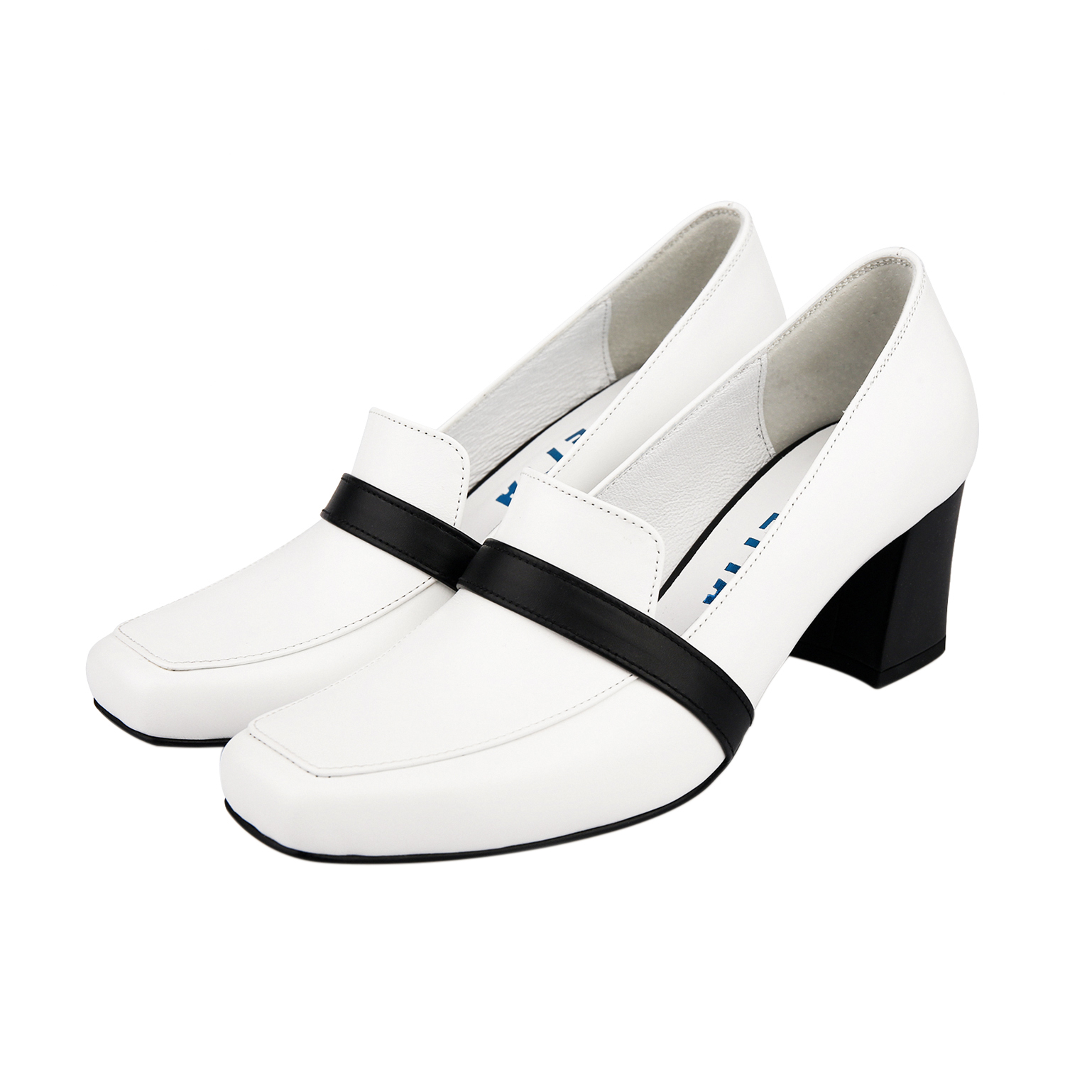 Color block loafer heel white_2