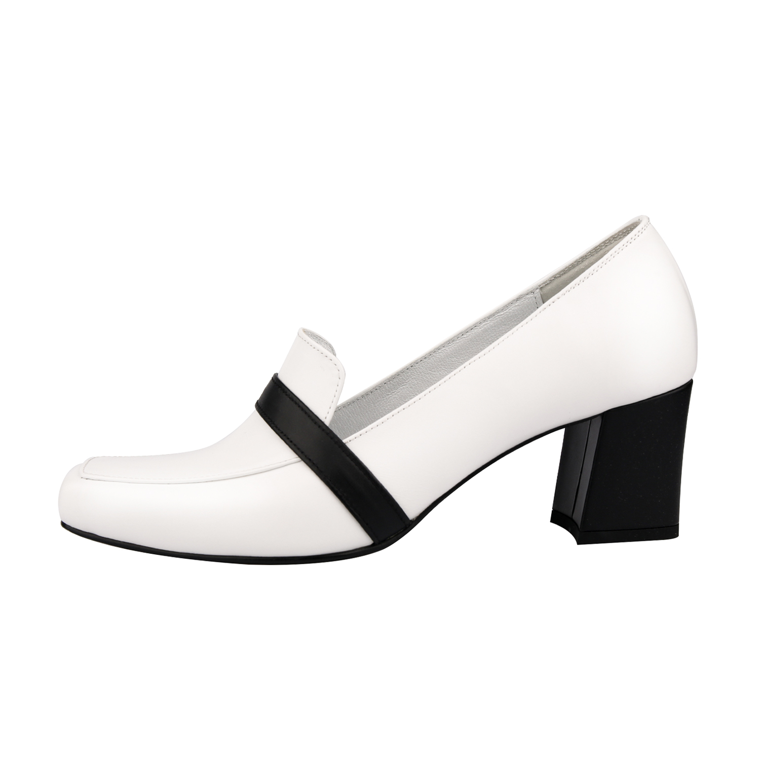 Color block loafer heel white_3