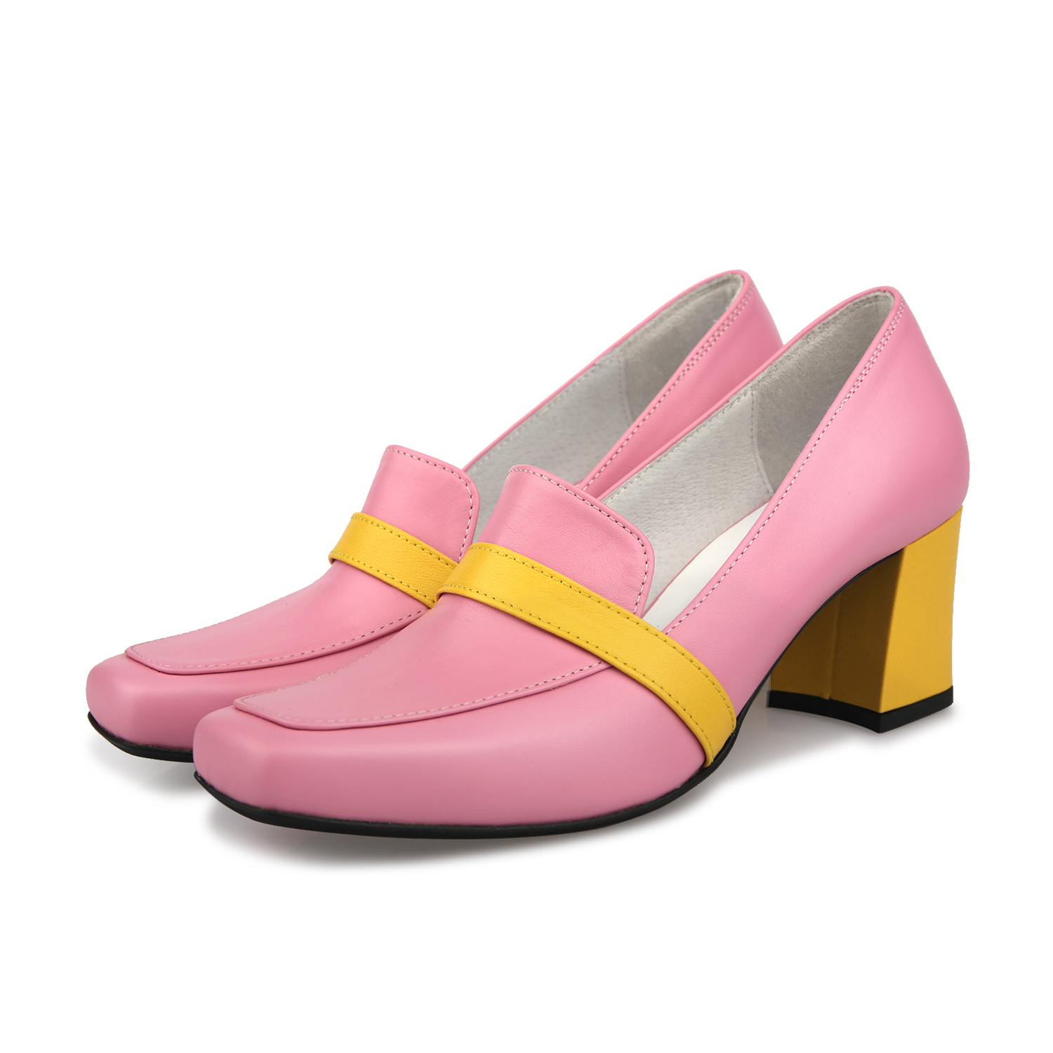 Color block loafer heel pink_1