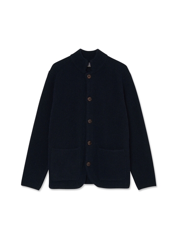 Mandarin Collar knit Jacket_Navy