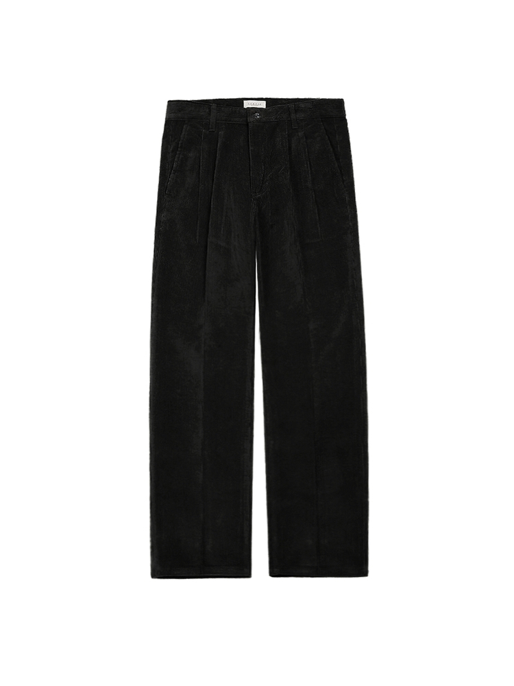 Two Pleats Corduroy Trousers (Black)