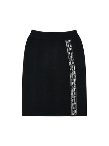 Signature Piping Knitted Skirt_Black