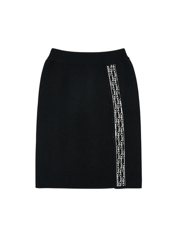 Signature Piping Knitted Skirt_Black