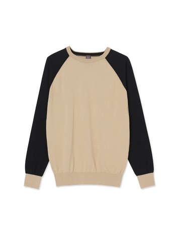 Two Tone Raglan Crewneck_Beige