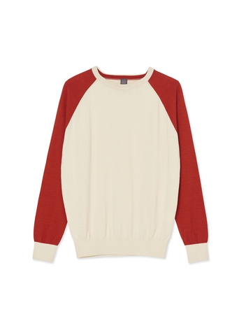 Two Tone Raglan Crewneck_Cream