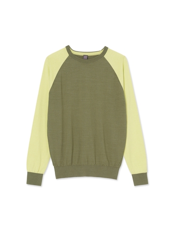 Two Tone Raglan Crewneck_Khaki