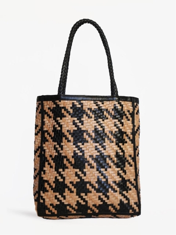 LE TOTE HOUNDSTOOTH - Black/ Caramel
