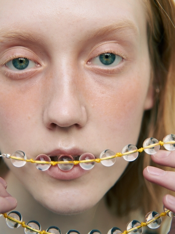 clear knot necklace - yellow