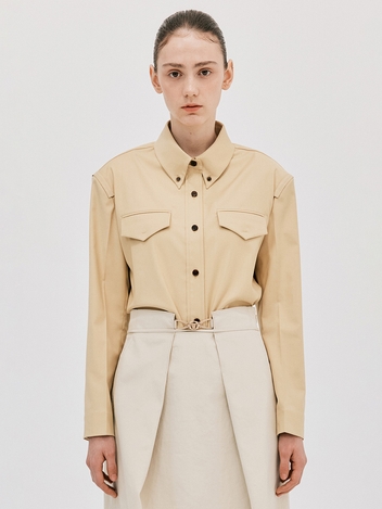 String Cropped Shirt_Light Yellow