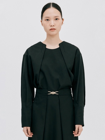 Oversized Tuck Blouse_Black