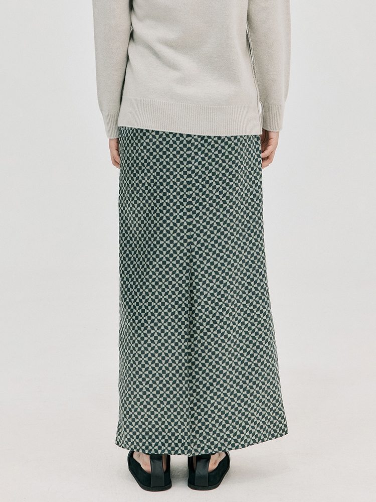 Silky Long Skirt_Dark Green