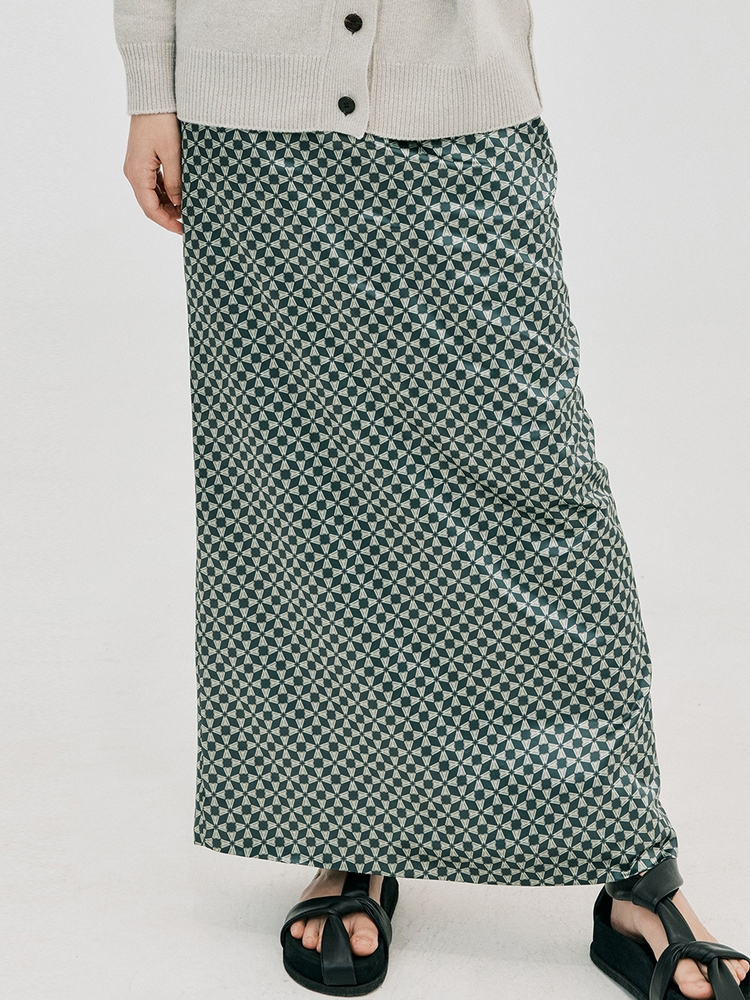 Silky Long Skirt_Dark Green